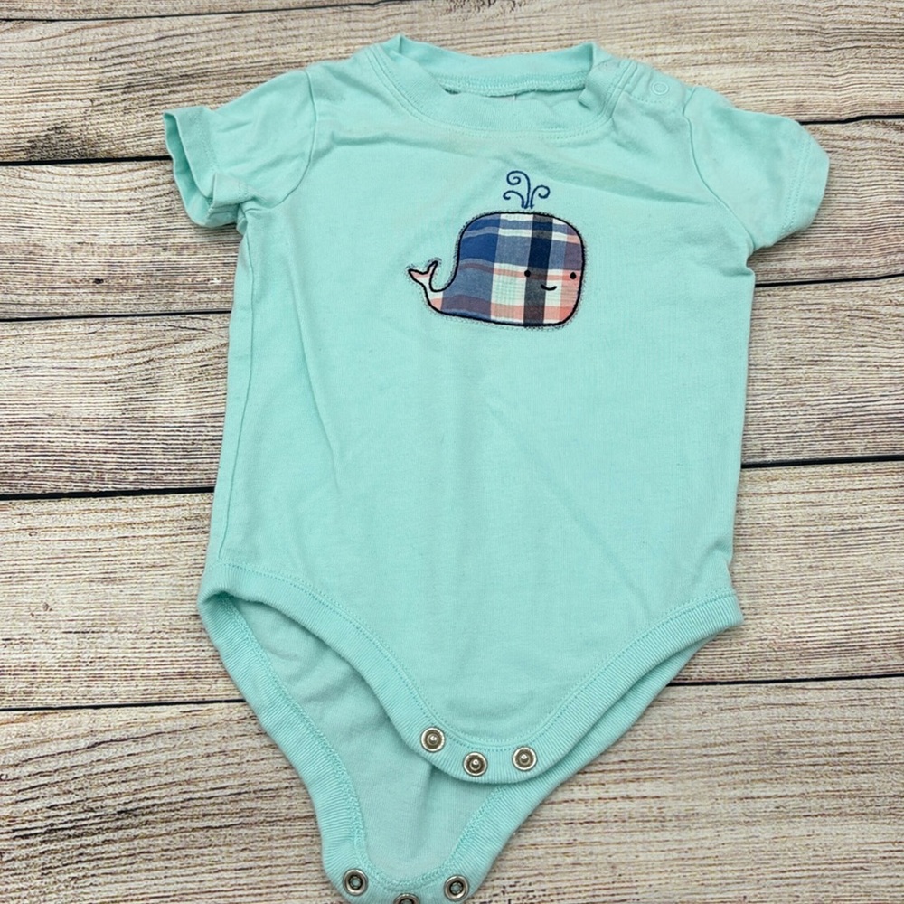 Gymboree Whale Aqua Onesie Size 3-6 Months